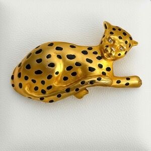 Doreen Ryan Leopard Belt Buckle Vintage 1980s Cat Design Statement